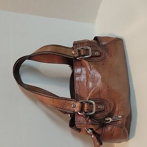 FOSSIL LEATHER HANDBAG.